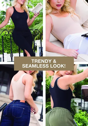 Vista 6 de Sonryse Body sin costuras para mujer, con control de abdomen, moldeador de cuerpo, camiseta sin mangas