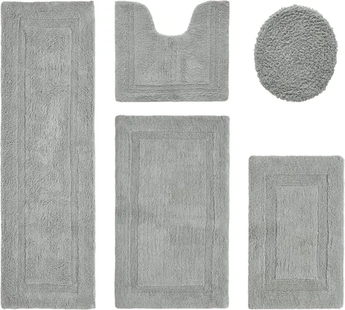 Vista 432 de Better Trends - Juego de 2 alfombras de baño 100% algodón, extra suaves, con borlas, de 17" x 24", alfombra de baño superabsorbente y reversible