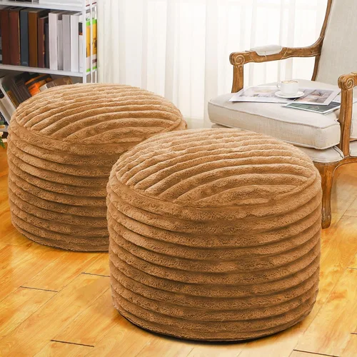 Vista 12 de Teenyyou 2 Piezas Funda de Puf Sin Relleno de 20 x 15 Pulgadas Reposapiés Otomán - Sin Relleno, Piel Sintética de Conejo Taburete Reposapiés Puf