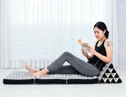 Vista 18 de Colchón de Piso Leewadee con Cojín Triangular, Silla de Piso con Respaldo, Silla Reclinable para Leer y Dormir, Cojín de Meditación, Cómodo Mueble