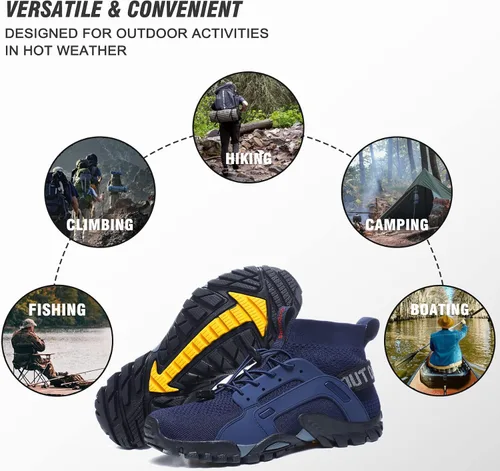 Vista 5 de LOUECHY Zapatos de senderismo para hombre, zapatos de senderismo sin cordones, zapatos deportivos transpirables