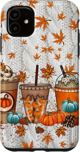 Vista 8 de iPhone 16 Thanksgiving Autumn Leaves Pumpkin Spice Knitted Print Phone Case
