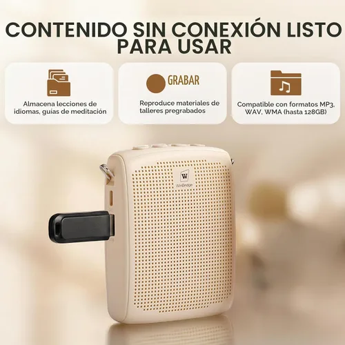 Vista 8 de WinBridge - Amplificador de voz Bluetooth - Micrófono inalámbrico de 15 W, sistema PA portátil para aula/ancianos, altavoz y micrófono para Beige