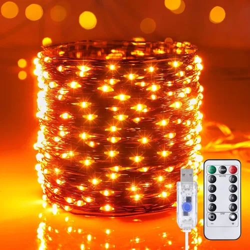 Vista 8 de Minetom Guirnalda de luces parpadeantes enchufables, 100 luces LED USB de Blanco puro
