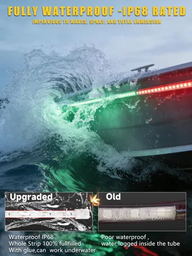 Vista 3 de YM E-Bright 4 piezas de luces de navegación para barco de 12 pulgadas, luces LED marinas de 12 V, luces IP68 impermeables para barcos, pontón, jon