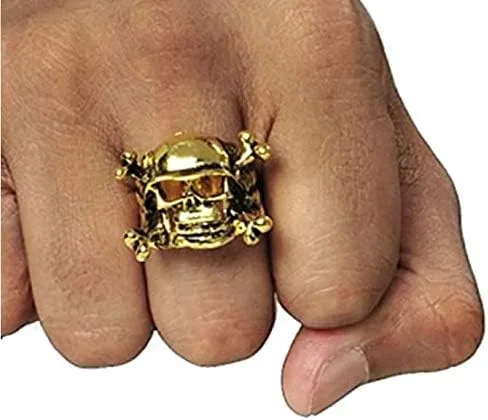 Vista 3 de Anillo de Calavera Pirata Oro 1 Pc.