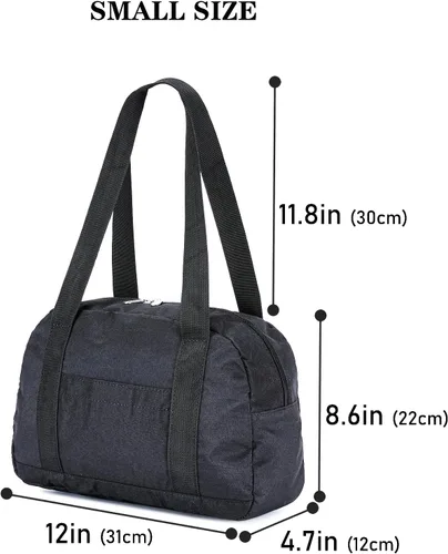 Vista 5 de Mini bolsa de gimnasio para mujeres y niñas, bolsa de gimnasio pequeña de 12 pulgadas, bolsa de lona ligera para viajes y deportes