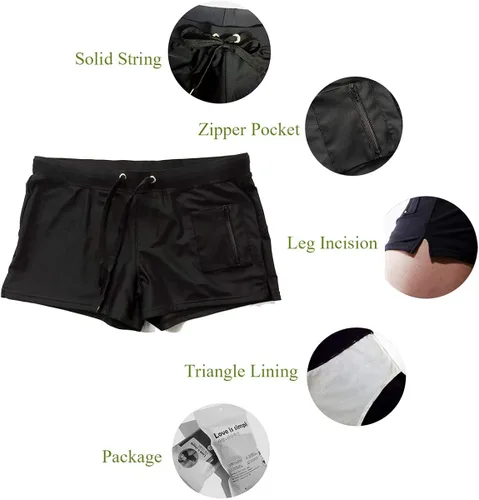 Vista 3 de TONLEN Mens Swimwear Short Swim Trunks with Zipper Pocket