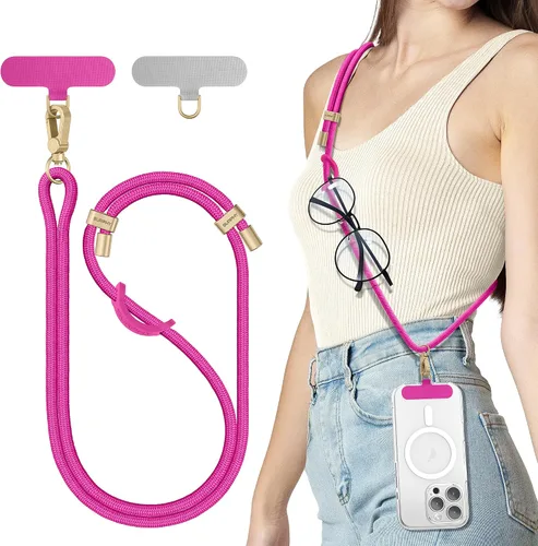 Vista 22 de SURPHY Cordón para teléfono, correa cruzada ajustable para teléfono con 2 pestañas de amarre para teléfono celular, hebillas de metal de alta