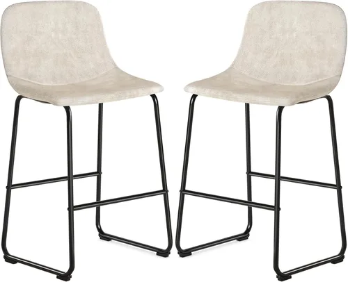 Vista 33 de TAVR Furniture Leathaire - Juego de 2 taburetes de tela con altura de mostrador, sillas de isla sin brazos, con capacidad para hasta 500 libras