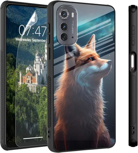 Vista 84 de Funda para Motorola Moto Edge 2022, cubierta trasera de vidrio templado con protector de pantalla, funda protectora a prueba de golpes para Motorola