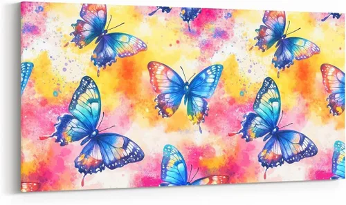 Vista 21 de Daisy Florals Wall Artwork Decor,Cartoon Blue Wildflowers Wall Painting for Boys Girls Women,Retro Country Style 38" Lx19 W