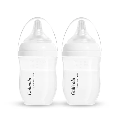 Vista 12 de Gulicola Natural PP Biberones de Lactancia para Bebés Conjunto para Recién Nacidos Paquete de 2, Tetinas de Flujo Lento, 0 Meses +, 5 oz - Rosa