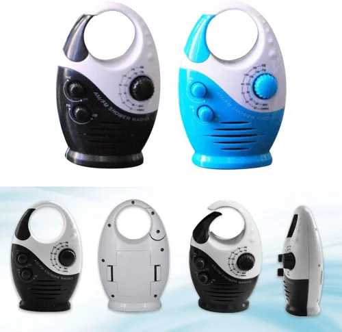 Vista 7 de Radio de ducha impermeable, radio AM/FM a prueba de salpicaduras con mango superior para uso en baño al aire libre - Altavoz integrado y volumen