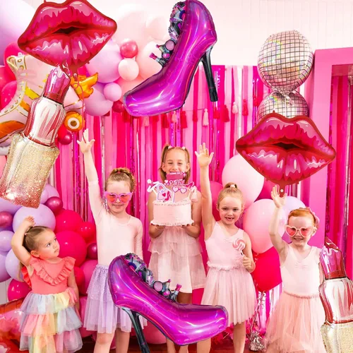 Vista 4 de Globo de labios de papel de aluminio para decoración de tacones altos, día de San Valentín, boda, despedida de soltera, fiesta de spa, decoración