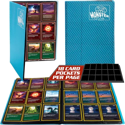 Vista 7 de Monster Binder - Álbum de tarjeta coleccionables, 9 bolsillos para tarjetas, retiene 360 de Yugioh, Magic, y Pokémon Holofoil Aqua Blue