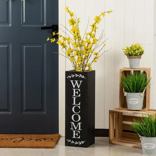 Vista 15 de Glitzhome Letrero de madera de bienvenida de 30 pulgadas de alto, rústico de doble cara en forma de caja "Welcome Home, Home" para decoración