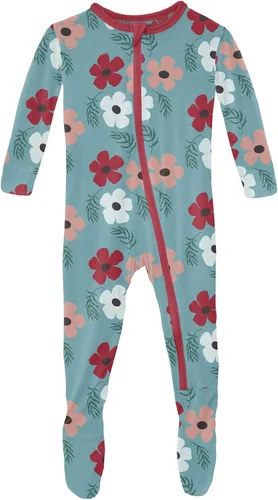 Vista 20 de KicKee Print Footies with Zipper, Super Soft One-Piece Jammies, Sleepwear for Babies and Kids Resumen Prismático Primavera
