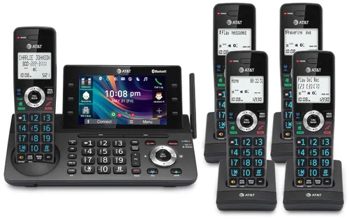 Vista 20 de AT&T DECT 6.0 Teléfono inalámbrico para el hogar y la empresa con contestador, pantalla a color grande de 5", atajo de un solo toque, conferencia