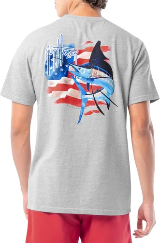 Vista 44 de Guy Harvey Camiseta de manga corta con bolsillo gráfico de algodón OG para hombre Leche de Almendra/Rig Masters