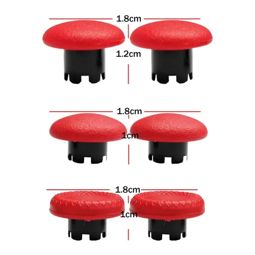 Vista 5 de Palancas de pulgar 6 en 1 de repuesto para controlador PS5 Dualsense, palancas para controlador de borde PS5, piezas de accesorios para PS5 Rojo
