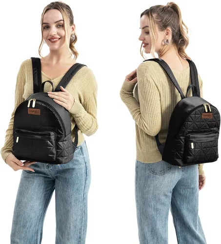 Vista 2 de Montana West Mochila Wrangler para mujer, mochila acolchada para uso casual, Negro (Black Backpack), Classic