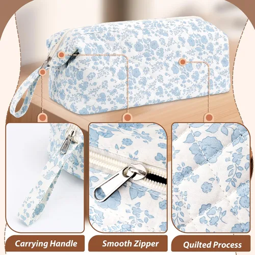 Vista 5 de Bolsa de viaje acolchada para herramientas para el cabello Shark Flor azul