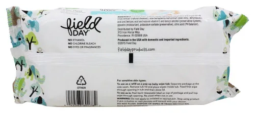 Vista 3 de Field Day - Toallitas ecológicas para bebés resellables sin perfume - 72 toallitas