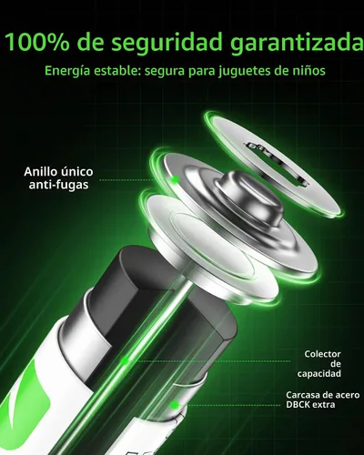 Vista 6 de EBL Baterías recargables AA de 1.2 V 2500 mAh de alto rendimiento precargadas pilas AA – 4