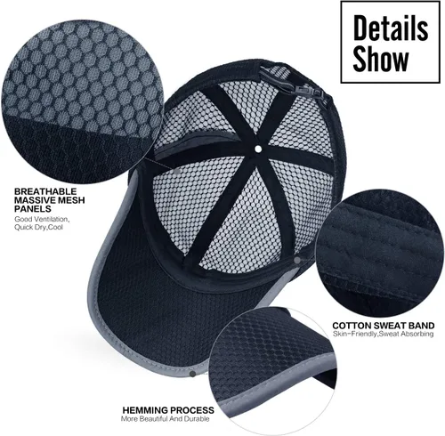 Vista 4 de ELLEWIN Gorra de béisbol unisex transpirable de malla completa, de secado rápido, ligera, refrescante, para deportes acuáticos