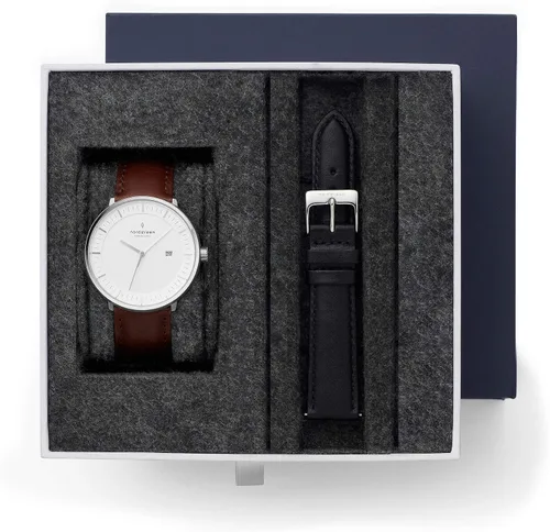 Vista 2 de Nordgreen Reloj filósofo escandinavo plateado con correas intercambiables
