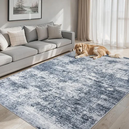 Vista 22 de Area Rugs - Alfombra para sala de estar, 4 x 6, lavable, moderna, abstracta, suave, neutra, antideslizante, grande para interiores, resistente a