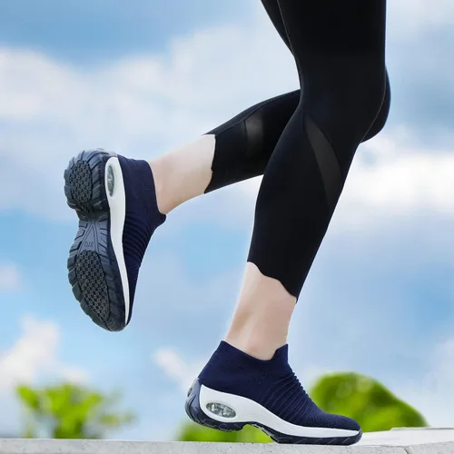 Vista 8 de STQ - Tenis para caminar, sin cordones, de malla transpirable, cómodos, a la moda, mocasines con plataforma de cuña para mujer