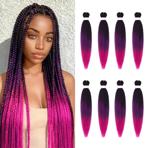Vista 86 de 8 paquetes de extensiones preestiradas - 16 pulgadas de cabello trenzado premium, 55G/paquete, sin picazón, fijación en agua caliente, textura Perm