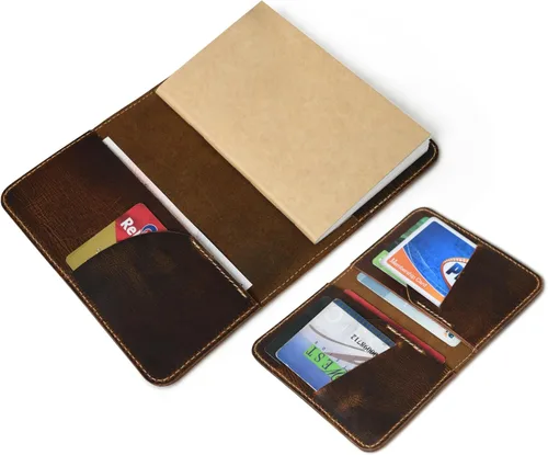 Vista 8 de Rustique Style Leather Journal Cover for Field Notes & Moleskine Cahier Pure Full Grain Vintage Leather Passport Wallet & Card Holder Premium