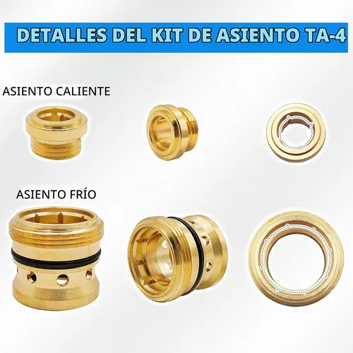 Vista 5 de Kit completo de reconstrucción de válvulas compatible con válvula Temptrol Symmons, reemplazo para cartucho (TA-10), asientos (TA-4) y herramientas