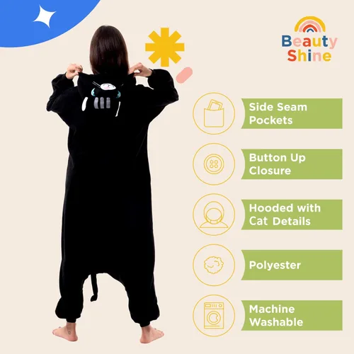 Vista 6 de Beauty Shine Unisex Adult Onesie Pajamas, Cartoon Costume Halloween Christmas Sleepwear Jumpsuit Plush Cosplay