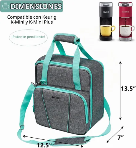 Vista 2 de BAGSPRITE Bolsa de viaje para cafetera, compatible con Keurig K-Mini o K-Mini Plus, funda de transporte para cafetera de una sola porción