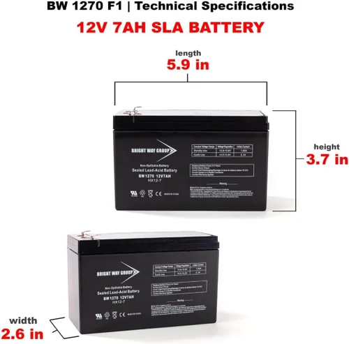 Vista 5 de Long Way LW-6FM6 - Batería compatible con SLA, 12V 7Ah F1 BW1270-F1
