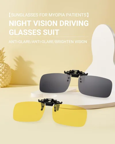 Vista 2 de TERAISE Night driving glasses, Clip on Sunglasses Over Prescription Glasses 2 piezas amarillo+amarillo