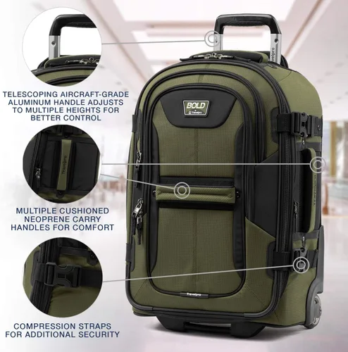 Vista 2 de Travelpro Equipaje vertical expandible unisex para adultos, Oliva negro, Bold Softside - Maleta vertical extensible Rollaboard