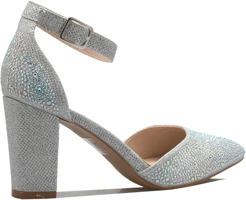 Vista 3 de Olivia K - Zapatos de tacón con pulsera en el tobillo para mujer, estilo clásico, cómodos