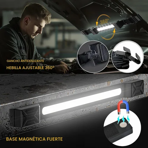 Vista 6 de CLAKAP Luz magnética flexible del trabajo bajo el capó, barra recargable