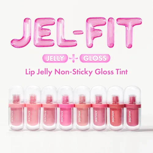 Vista 3 de Amuse Seoul Jel-Fit Tint (01 Boksoonga Jelly) Tinte labial coreano de gelatina, tinte labial de larga duración, hidratante y brillante, ácido