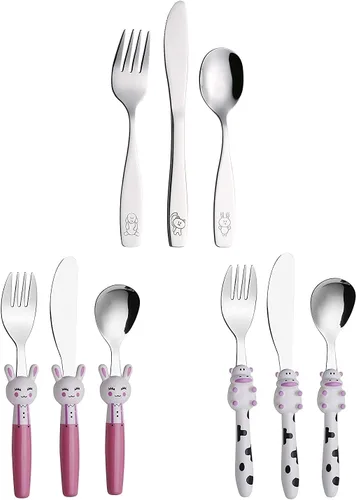 Vista 20 de ANNOVA Cubertería para niños con acabado mate, de alta calidad, de acero inoxidable, tenedores, cucharadas, utensilios para niños, oxidados