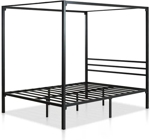 Vista 8 de Zinus Patricia Armazón de Cama con Plataforma de Dosel de Metal Negro, Base de Colchón con Soporte de Listones de Acero, No Necesita Somier, Fácil
