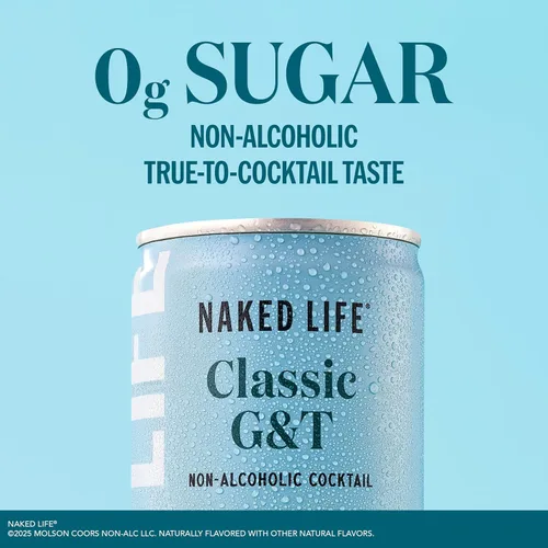 Vista 4 de Naked Life Bebidas sin alcohol, Classic G&T - Licores sin alcohol bajos en calorías con cero azúcar - Latas de 8.4 onzas líquidas, paquete de 4