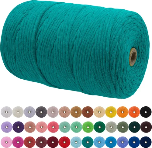 Vista 10 de JeogYong Cordón de macramé de un solo hilo 3 mm x 109 yardas (328 pies) Cuerda de algodón suave Hilo de macramé de 3 mm, suministros de macramé