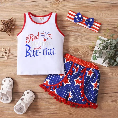 Vista 6 de LYSMuch Conjunto de ropa de verano con estampado de béisbol para niñas pequeñas, camiseta y pantalones con borlas
