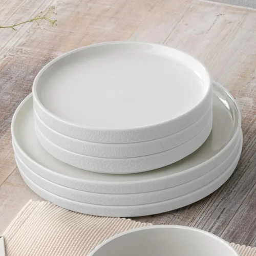 Vista 8 de Noritake ColorTex Stone White - Juego de vajilla de 12 piezas, servicio para 4 personas